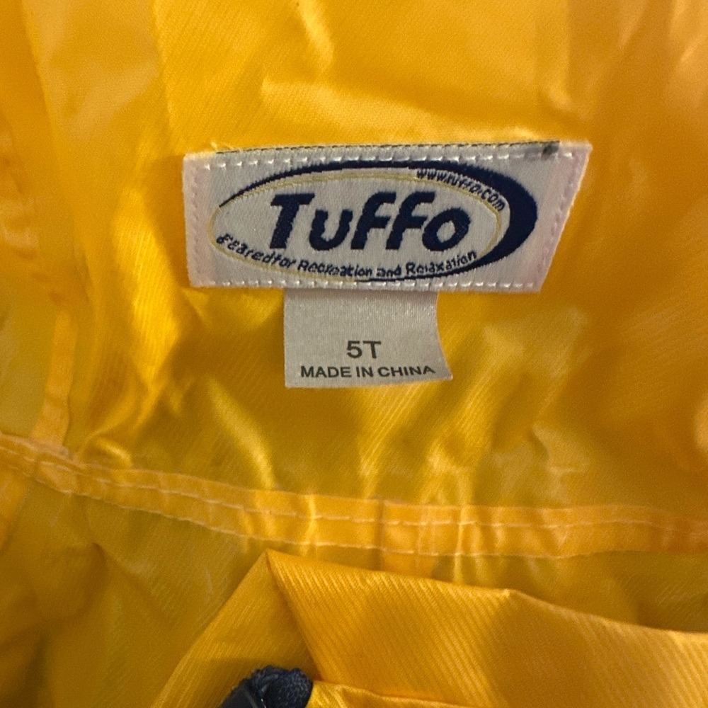 Tuffo Kids Yellow Waterproof One-Piece Rain Suit with Navy Knee Panels - Picture 2 of 3